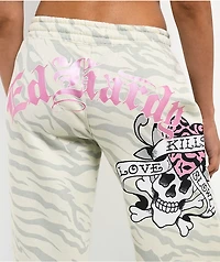 Ed Hardy Love Kills Slowly Zebra Natural Sweatpants