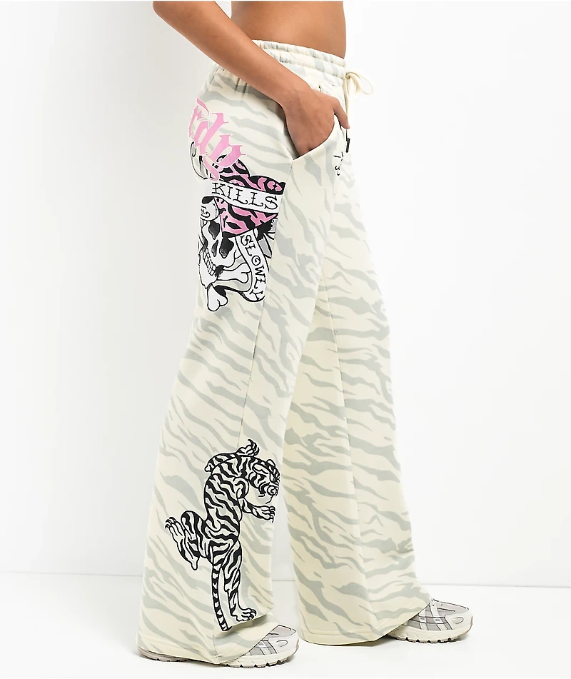 Ed Hardy Love Kills Slowly Zebra Natural Sweatpants