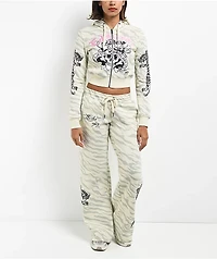Ed Hardy Love Kills Slowly Zebra Natural Sweatpants