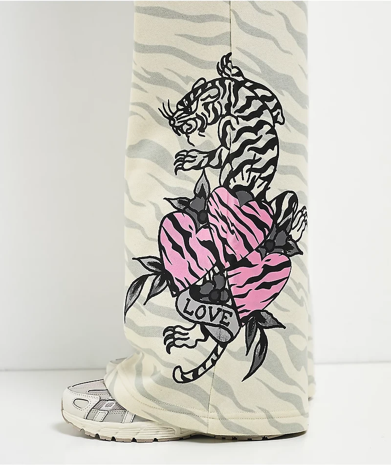 Ed Hardy Love Kills Slowly Zebra Natural Sweatpants