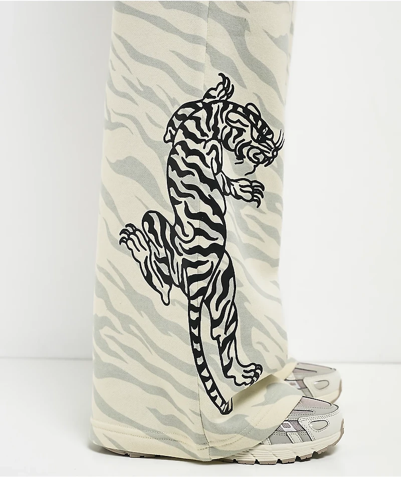 Ed Hardy Love Kills Slowly Zebra Natural Sweatpants