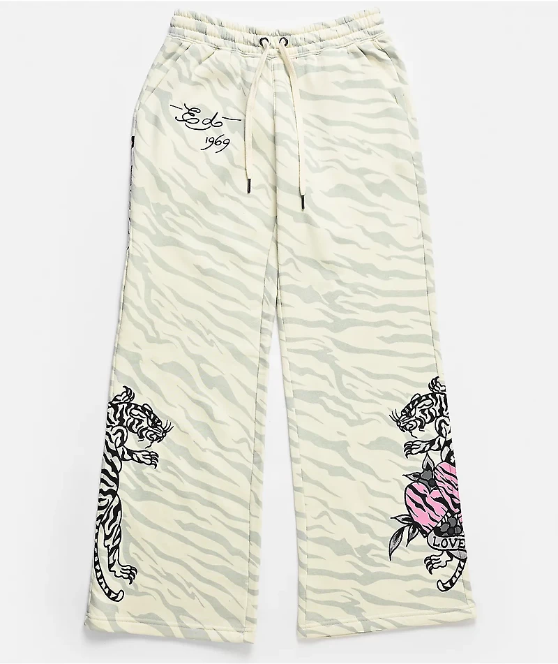 Ed Hardy Love Kills Slowly Zebra Natural Sweatpants