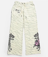 Ed Hardy Love Kills Slowly Zebra Natural Sweatpants