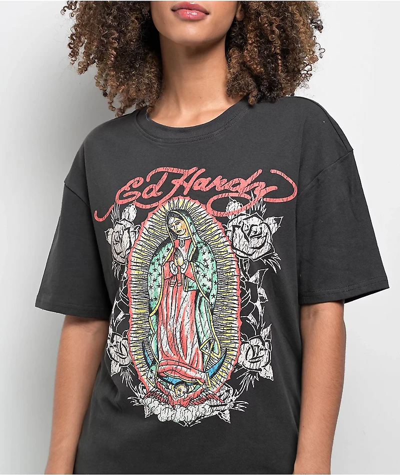 Ed Hardy Mary Charcoal T-Shirt