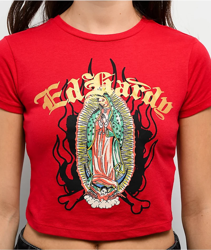Ed Hardy Mary Cherry Red Crop T-Shirt