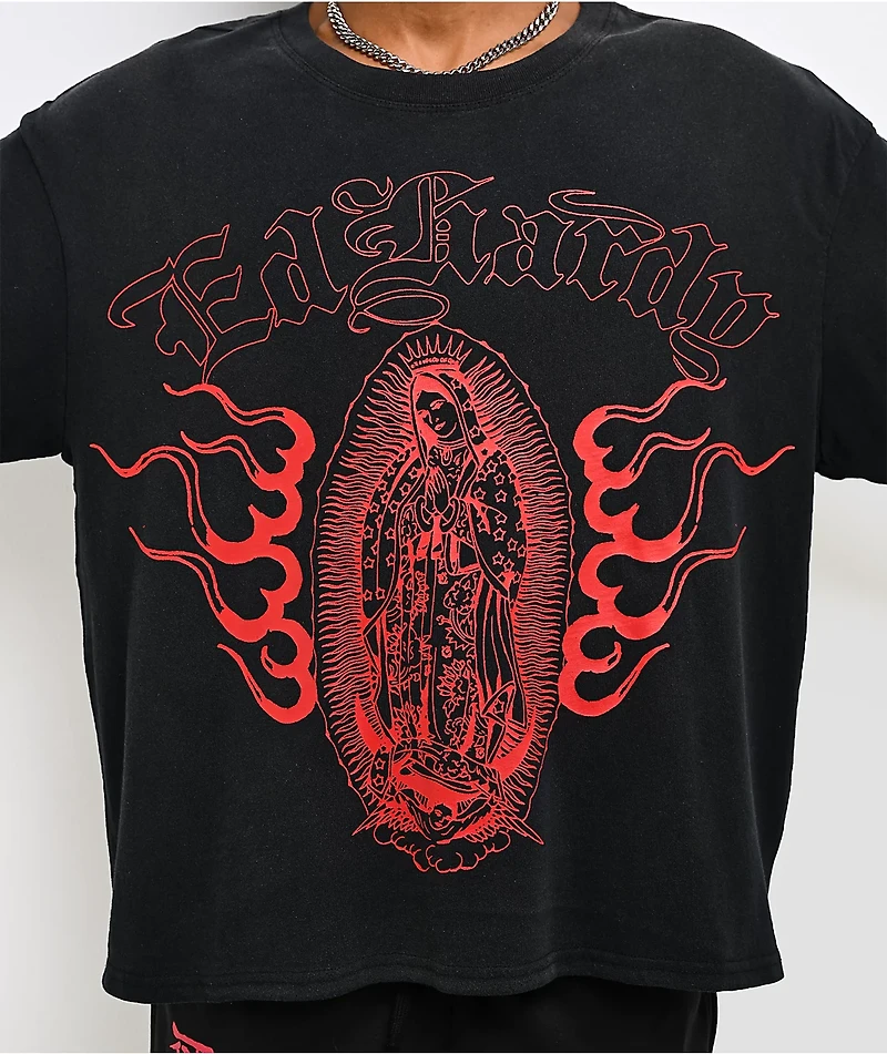 Ed Hardy Mary Dragons Black 2fer Long Sleeve T-Shirt