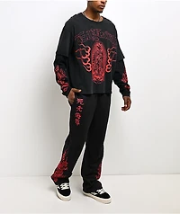 Ed Hardy Mary Dragons Black 2fer Long Sleeve T-Shirt