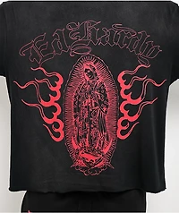 Ed Hardy Mary Dragons Black Boxy Crop T-Shirt