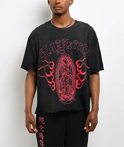 Ed Hardy Mary Dragons Black Boxy Crop T-Shirt