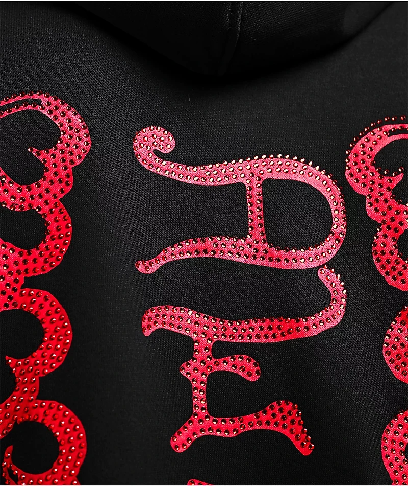 Ed Hardy Mary Dragons Black Boxy Crop Zip Hoodie