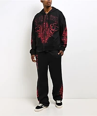 Ed Hardy Mary Dragons Black Boxy Crop Zip Hoodie