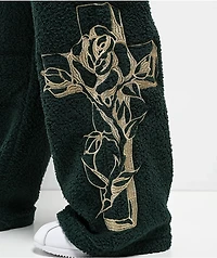 Ed Hardy Mary Green Sherpa Wide Leg Sweatpants