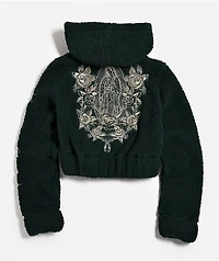 Ed Hardy Mary Green Sherpa Zip Hoodie