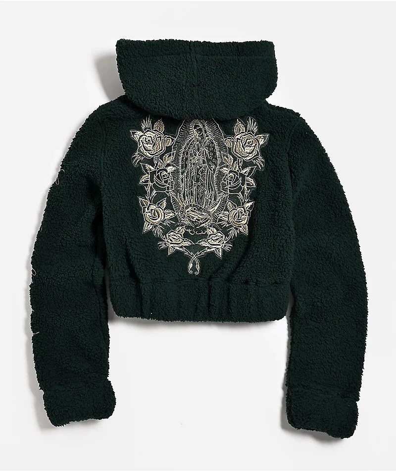 Ed Hardy Mary Green Sherpa Zip Hoodie
