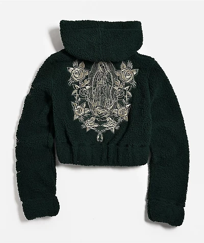 Ed Hardy Mary Green Sherpa Zip Hoodie