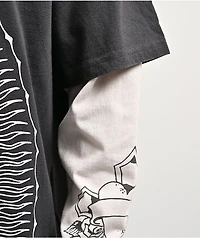 Ed Hardy Mary Grey & White 2fer Long Sleeve T-Shirt