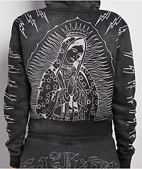Ed Hardy Mary Mineral Grey Crop Zip Hoodie