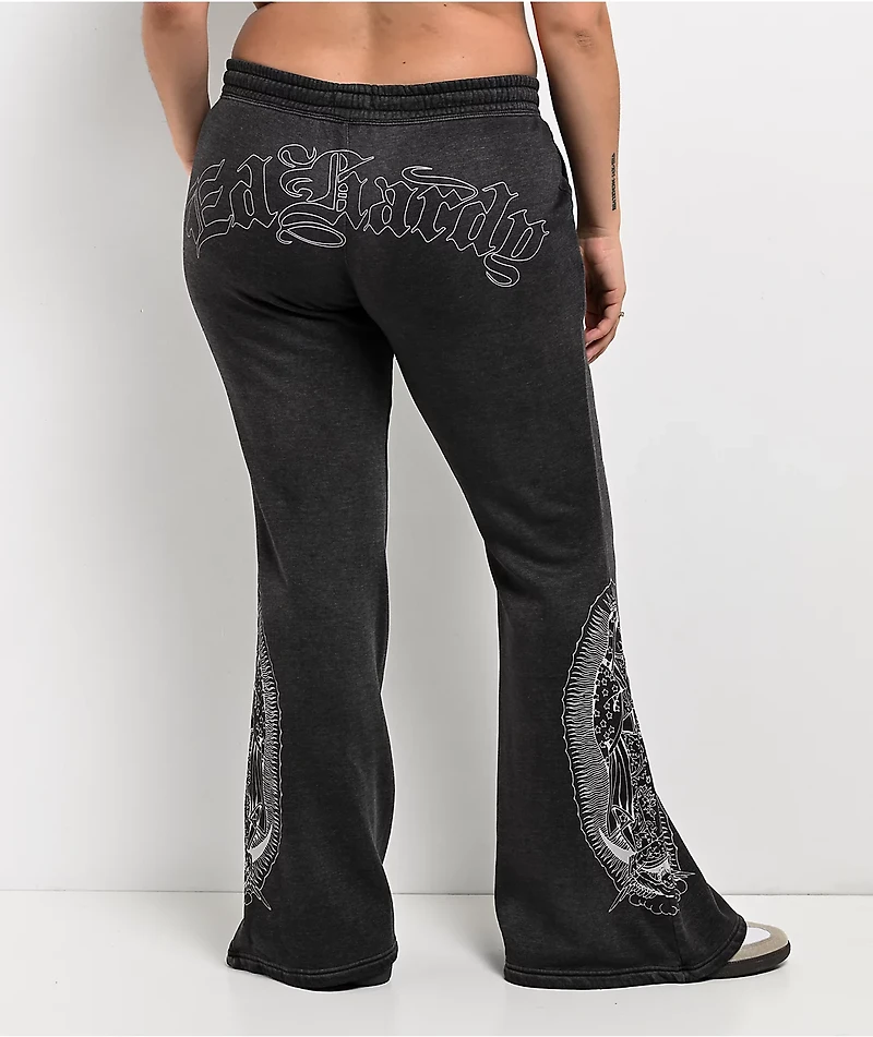 Ed Hardy Mary Mineral Grey Flare Sweatpants