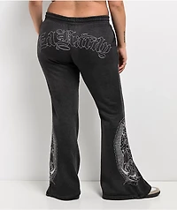 Ed Hardy Mary Mineral Grey Flare Sweatpants