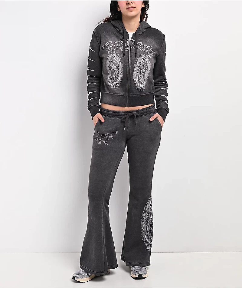 Ed Hardy Mary Mineral Grey Flare Sweatpants