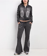Ed Hardy Mary Mineral Grey Flare Sweatpants