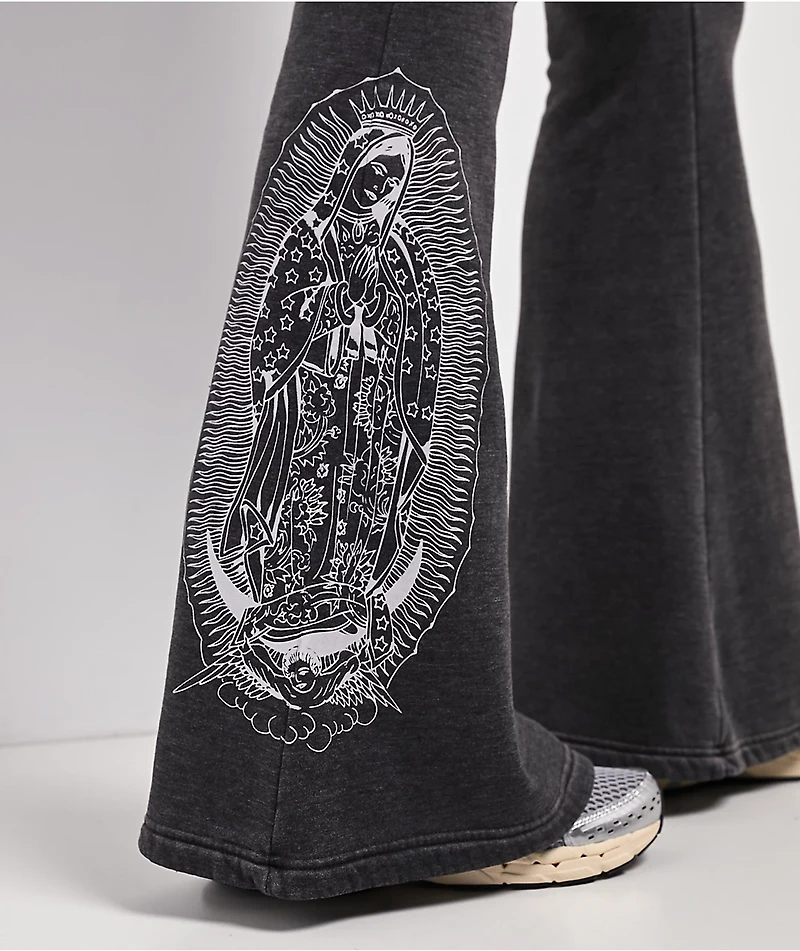 Ed Hardy Mary Mineral Grey Flare Sweatpants