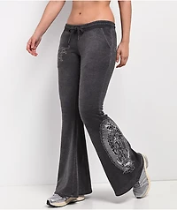 Ed Hardy Mary Mineral Grey Flare Sweatpants
