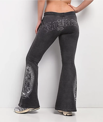 Ed Hardy Mary Mineral Grey Flare Sweatpants