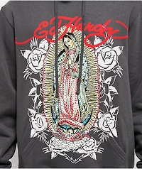 Ed Hardy Mary Rhinestone Charcoal Hoodie