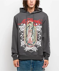 Ed Hardy Mary Rhinestone Charcoal Hoodie