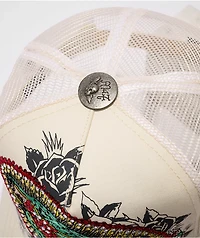 Ed Hardy Mary Rhinestone Ivory Trucker Hat