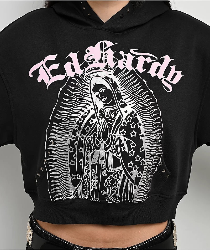 Ed Hardy Mary Studded Black Hoodie