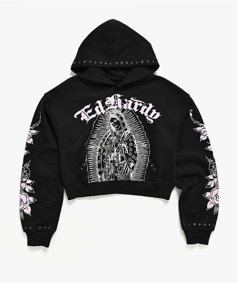 Ed Hardy Mary Studded Black Hoodie