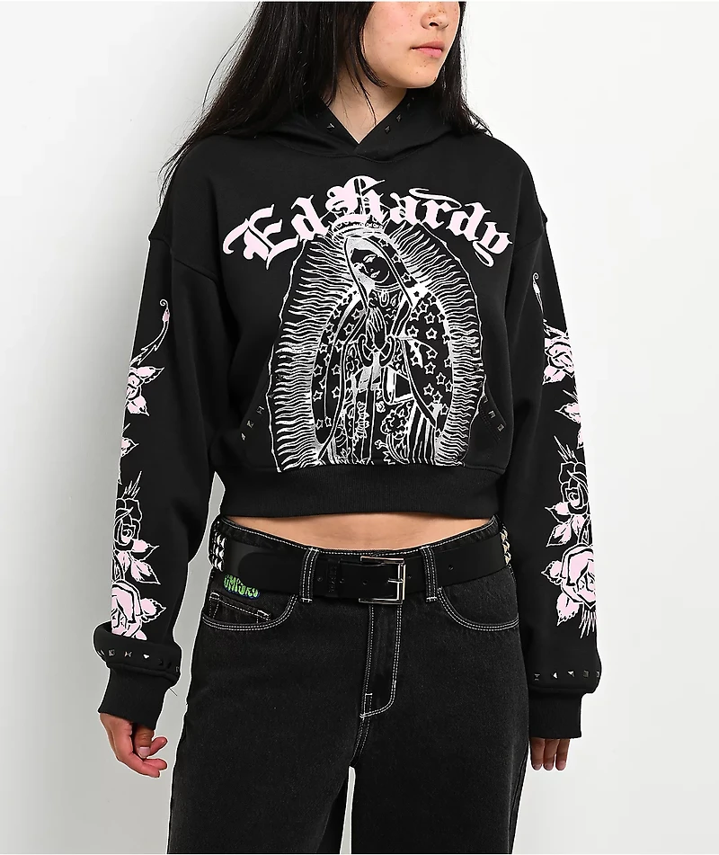 Ed Hardy Mary Studded Black Hoodie