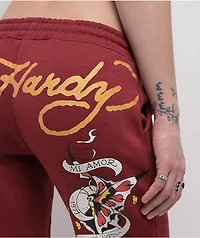 Ed Hardy Mi Amore Wine Sweatpants