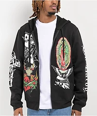 Ed Hardy Mother Mary Black Zip Hoodie