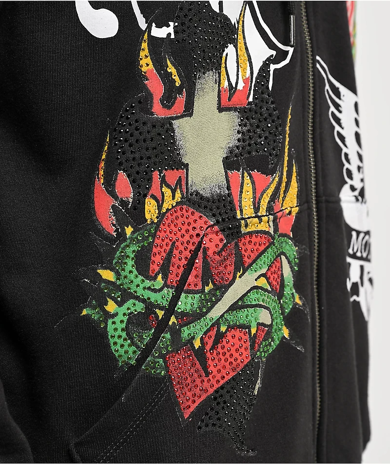 Ed Hardy Mother Mary Black Zip Hoodie