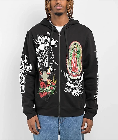 Ed Hardy Mother Mary Black Zip Hoodie