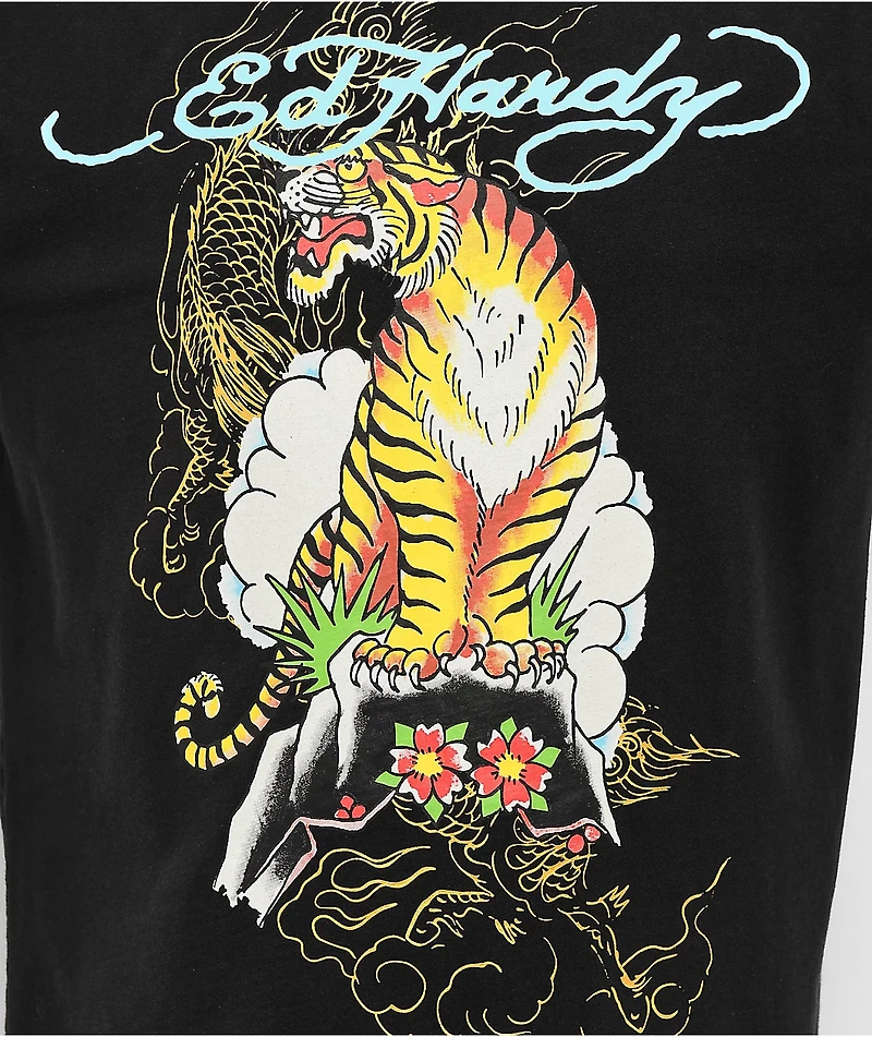 Ed Hardy Mountain Tiger Black T-Shirt