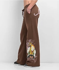 Ed Hardy Mountain Tiger Brown Sweatpants