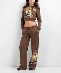 Ed Hardy Mountain Tiger Brown Sweatpants