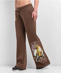 Ed Hardy Mountain Tiger Brown Sweatpants