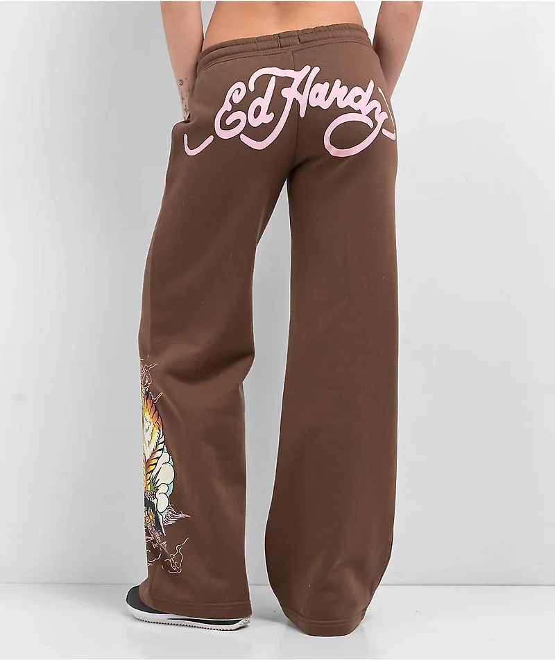 Ed Hardy Mountain Tiger Brown Sweatpants