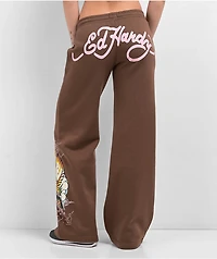 Ed Hardy Mountain Tiger Brown Sweatpants