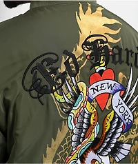 Ed Hardy NYC Skull Olive Bomber Jacket