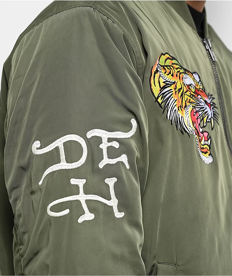 Ed Hardy NYC Skull Olive Bomber Jacket