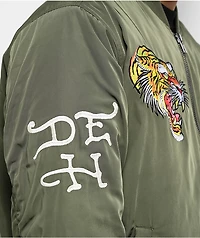 Ed Hardy NYC Skull Olive Bomber Jacket
