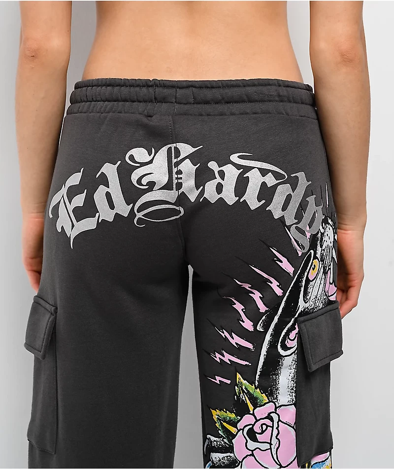 Ed Hardy Panther Charcoal Cargo Sweatpants
