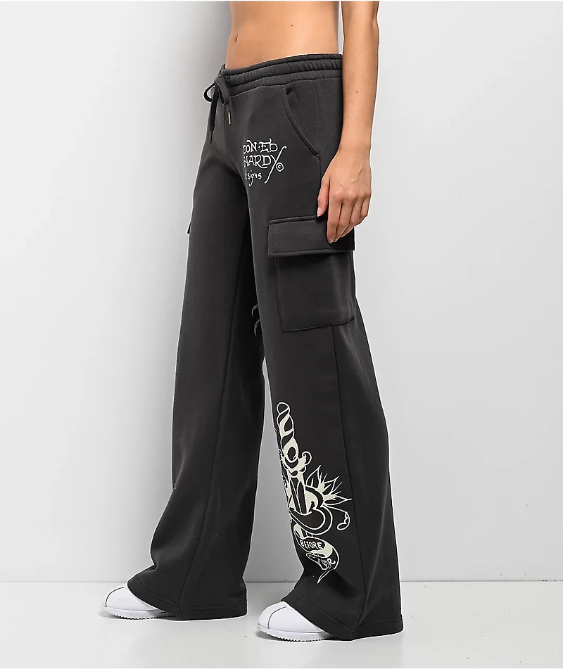 Ed Hardy Panther Charcoal Cargo Sweatpants