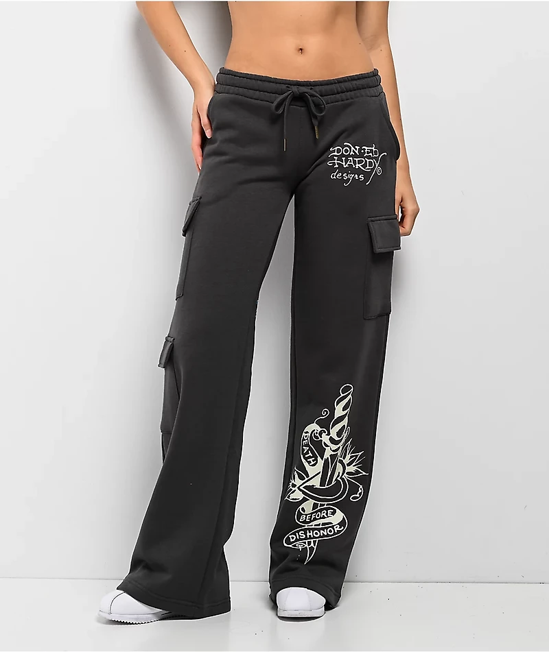 Ed Hardy Panther Charcoal Cargo Sweatpants
